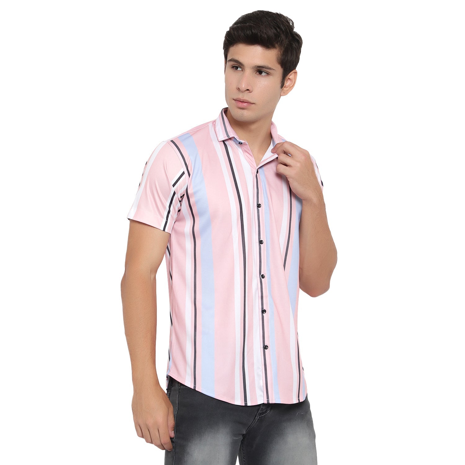Men Regular, Super Slim Fit Checkered Ribbed Collar Casual Shirt - Dynadrops.In