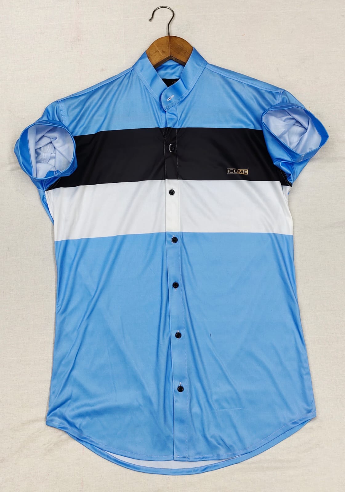 Men Regular, Super Slim Fit Color Block Mandarin Collar Casual Shirt - Dynadrops