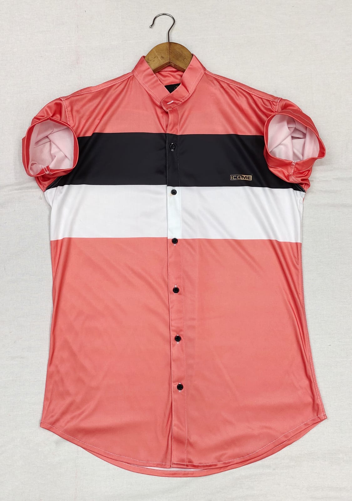 Men Regular, Super Slim Fit Color Block Mandarin Collar Casual Shirt - Dynadrops.In