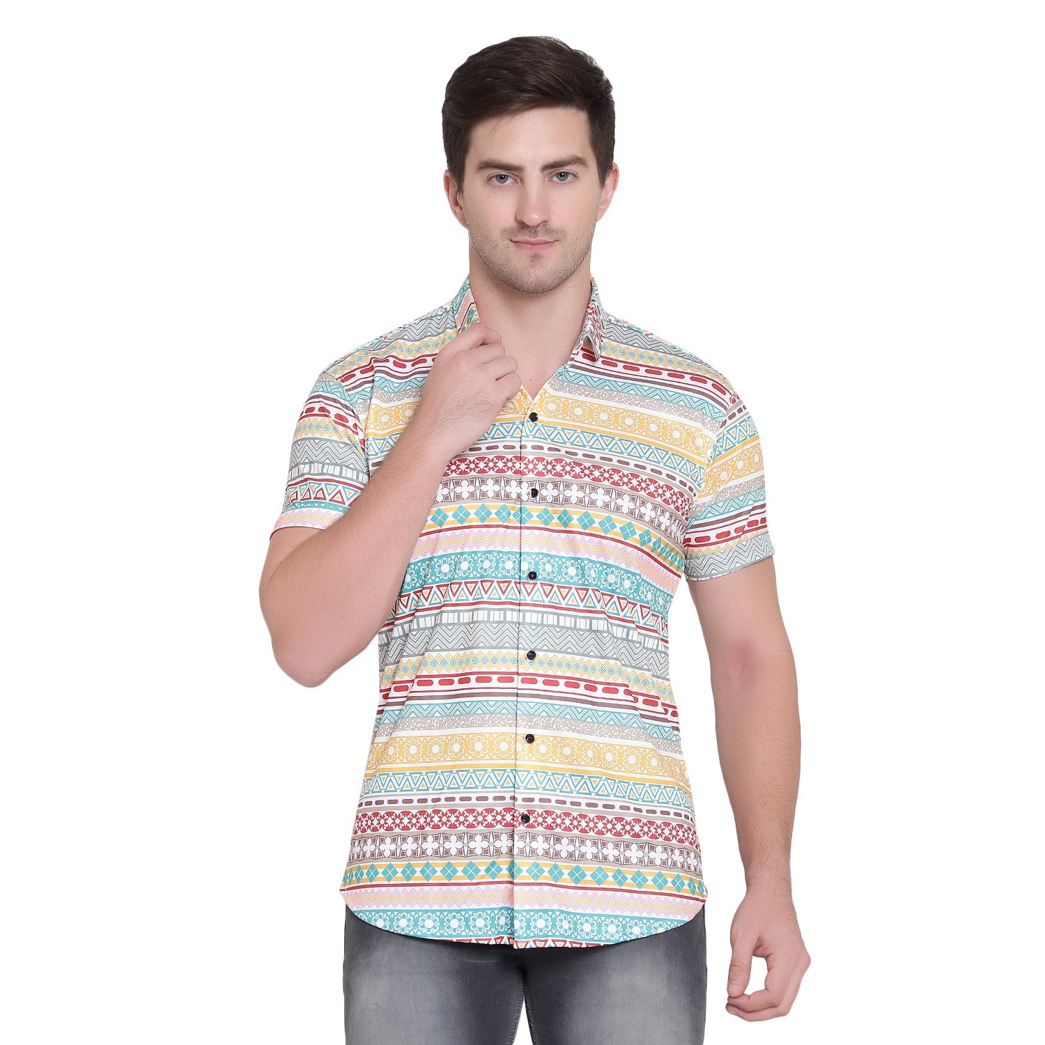 Men Regular, Super Slim Fit Printed Cut Away Collar Casual Shirt - Dynadrops.In