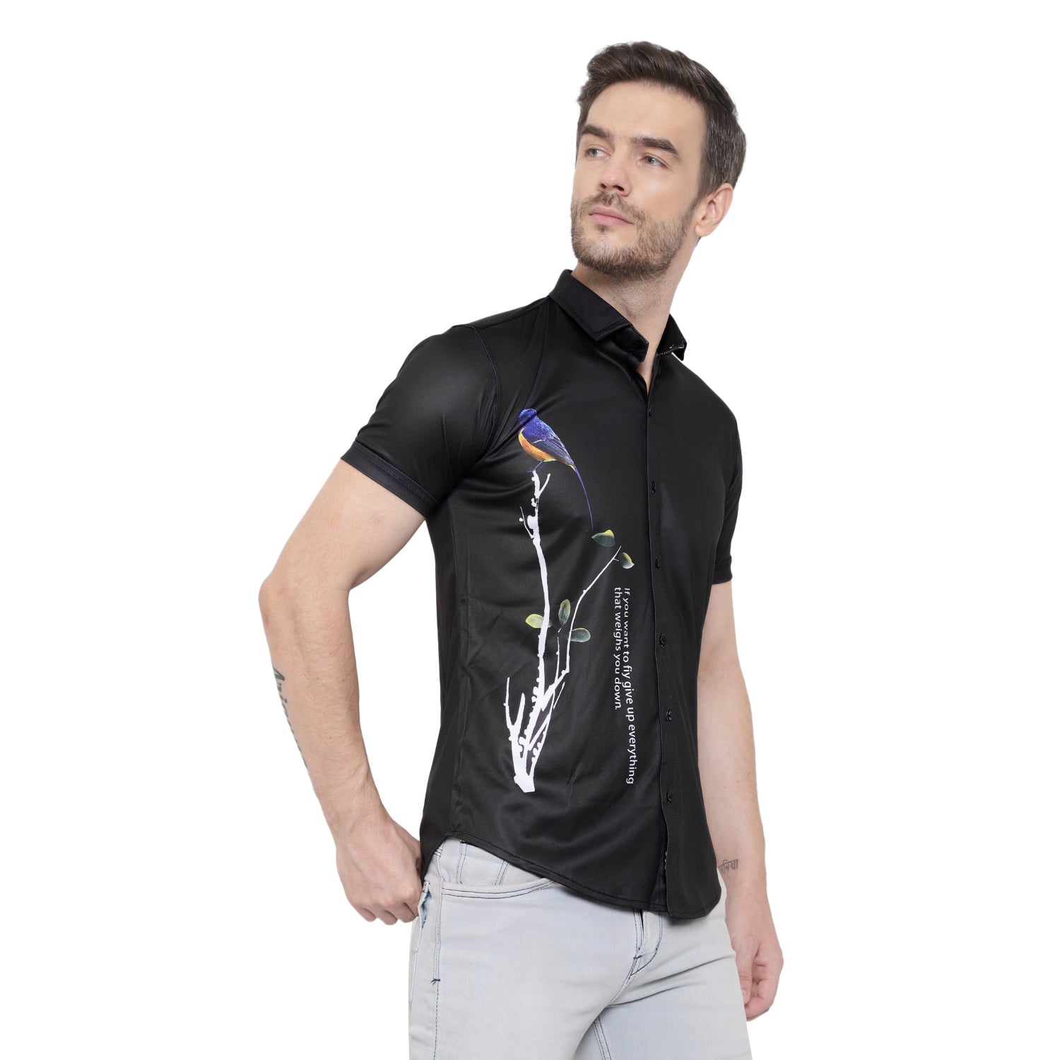 Men Regular, Super Slim Fit Printed Cut Away Collar Casual Shirt - Dynadrops