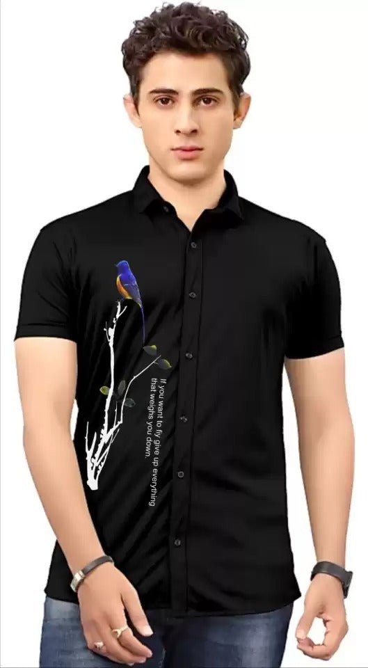 Men Regular, Super Slim Fit Printed Cut Away Collar Casual Shirt - Dynadrops.In