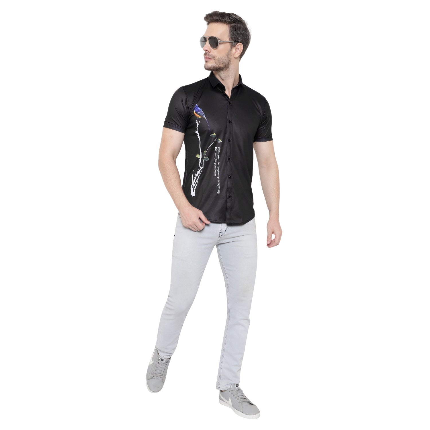 Men Regular, Super Slim Fit Printed Cut Away Collar Casual Shirt - Dynadrops.In