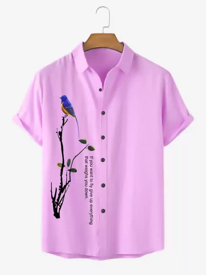 Men Regular, Super Slim Fit Printed Cut Away Collar Casual Shirt - Dynadrops.In