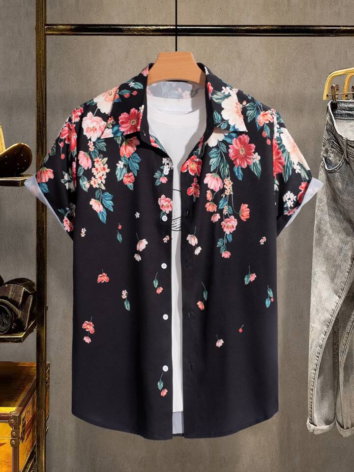 Men Regular, Super Slim Fit Printed Ribbed Collar Casual Shirt - Dynadrops