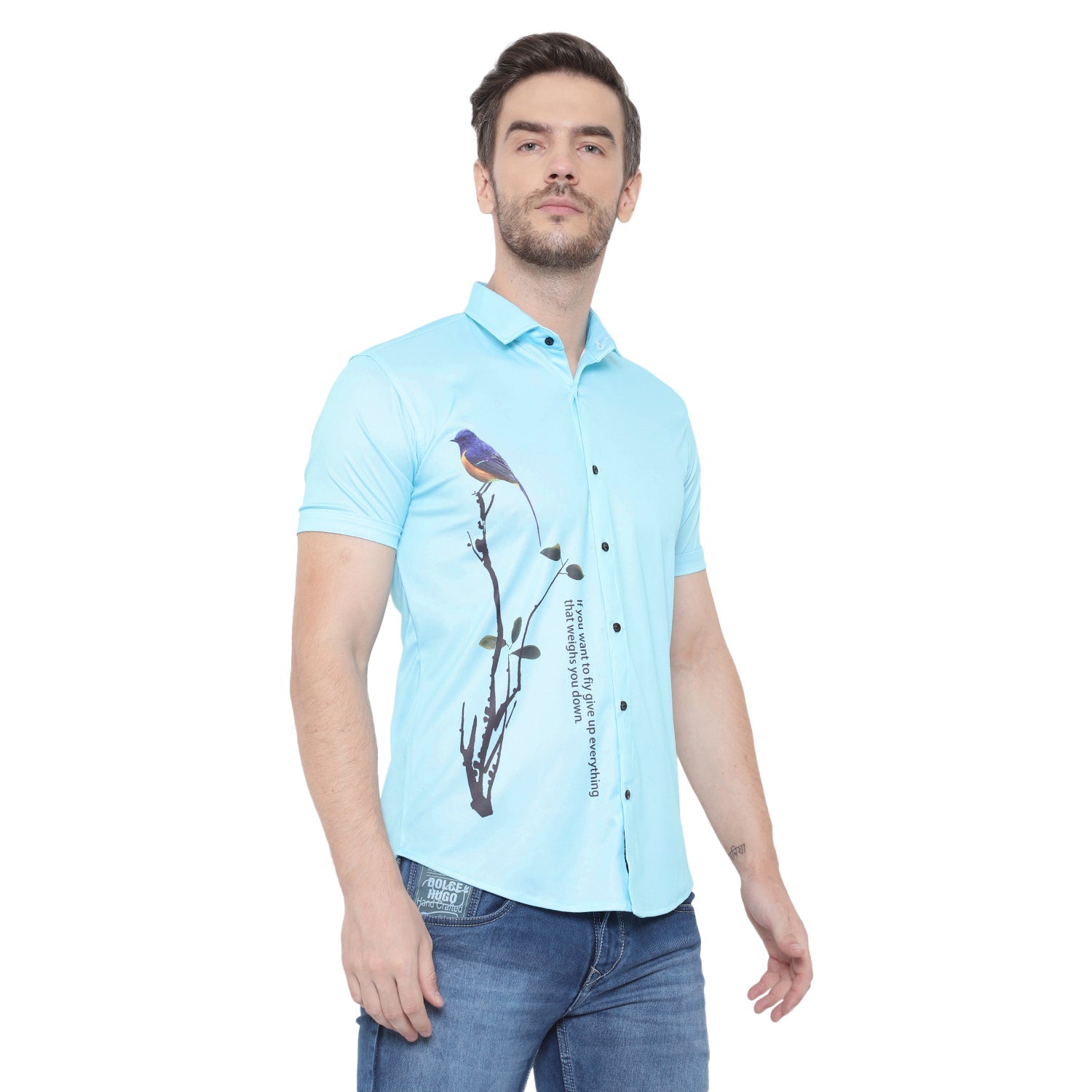 Men Regular, Super Slim Fit Printed Ribbed Collar Casual Shirt - Dynadrops