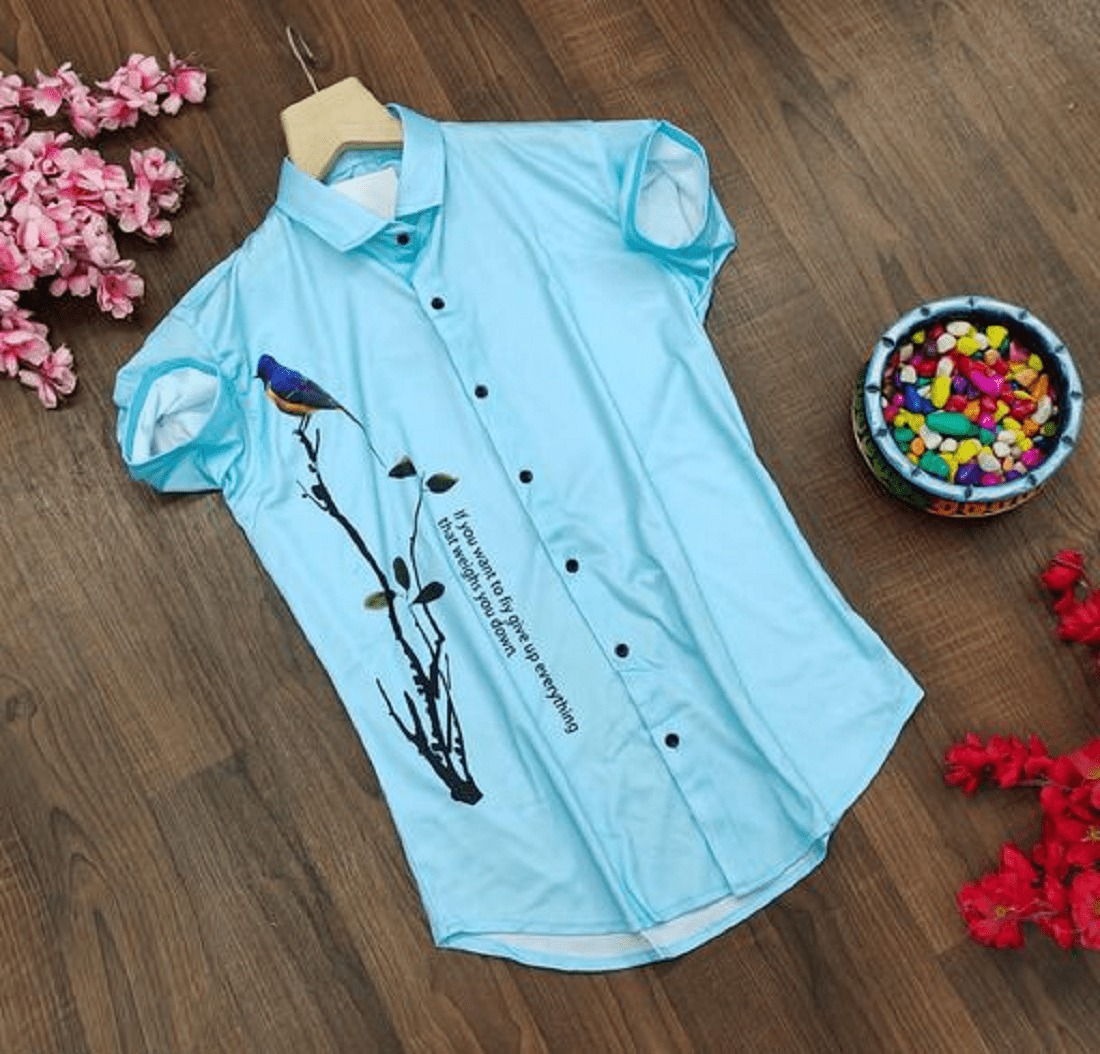 Men Regular, Super Slim Fit Printed Ribbed Collar Casual Shirt - Dynadrops