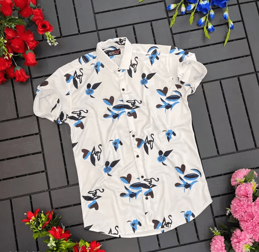 Men Regular, Super Slim Fit Printed Ribbed Collar Casual Shirt - Dynadrops.In