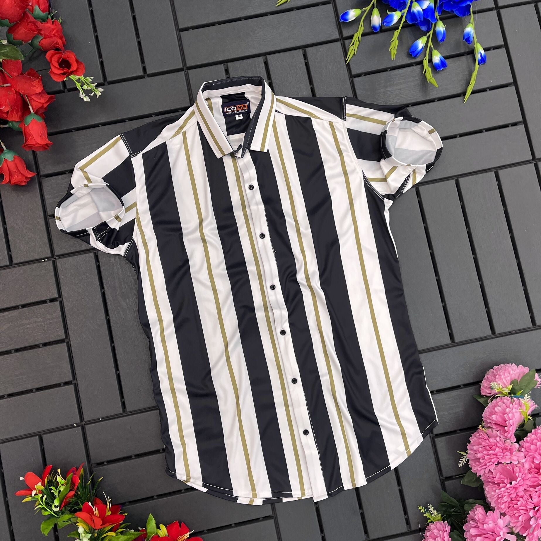 Men Regular, Super Slim Fit Striped Cut Away Collar Casual Shirt - Dynadrops.In