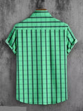 Men Slim Fit Checkered Ribbed Collar Casual Shirt - Dynadrops
