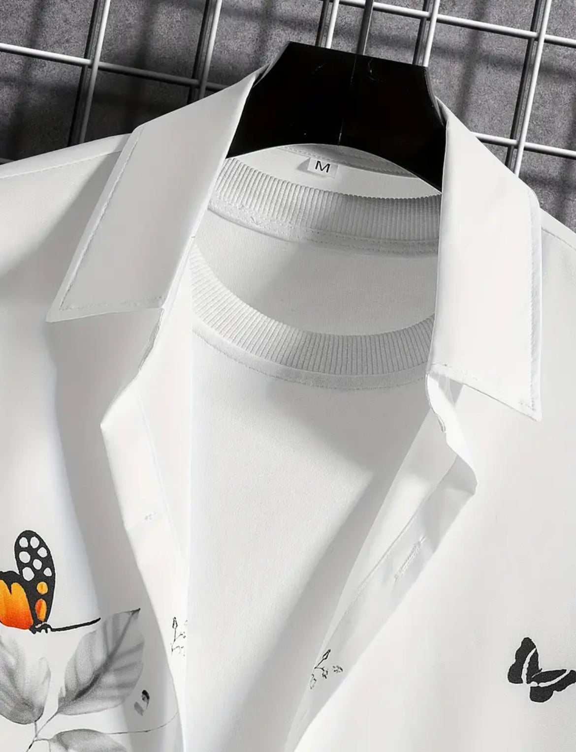 Men's Regular Fit Printed Ribbed Collar Casual Shirt with Premium Cotton Blend Fabric - Dynadrops