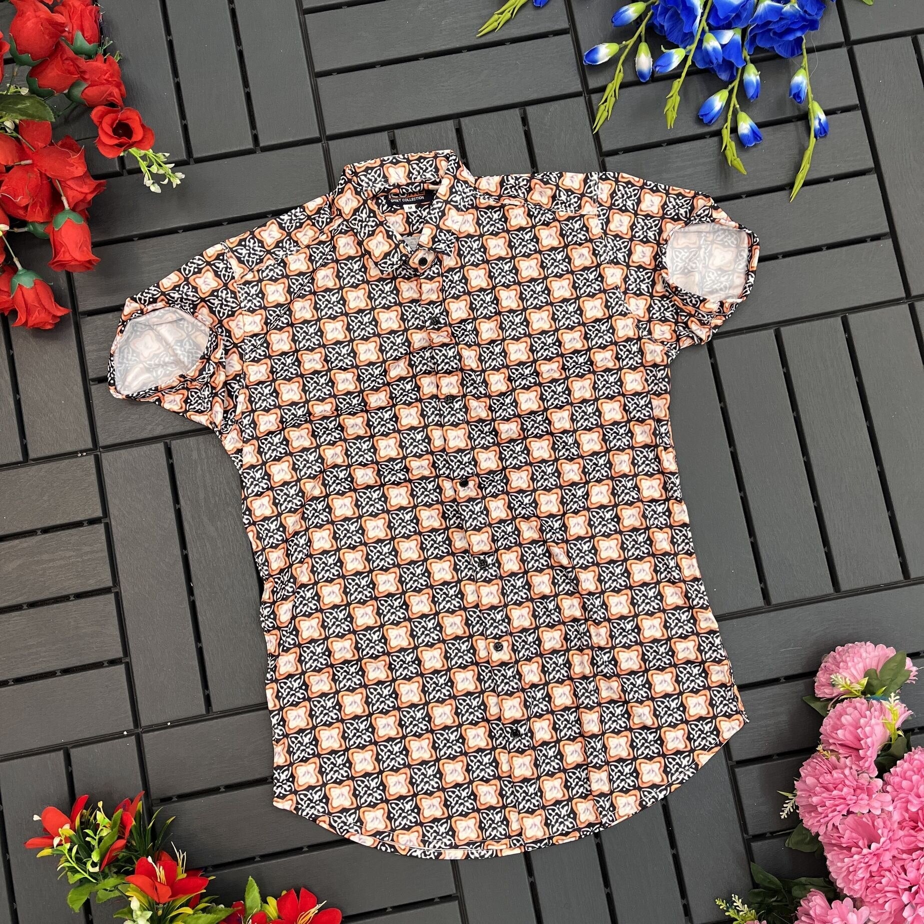 Men's Solid Slim Fit Casual Shirt, Half Sleeve Shirt - Dynadrops