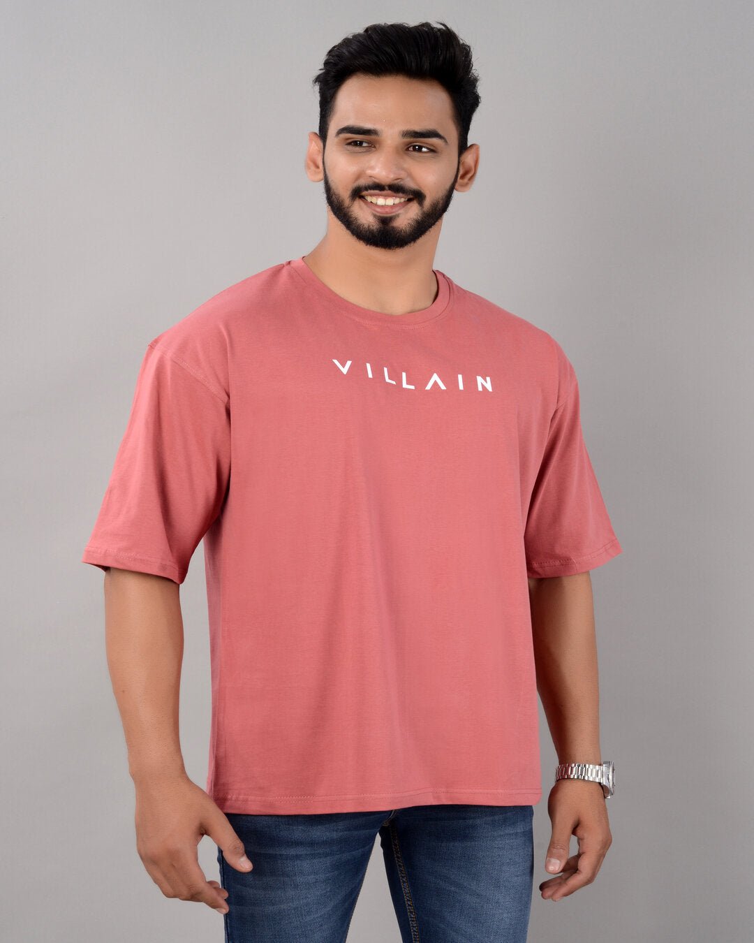 Villain Oversized Tee – Dust Rose - Dynadrops.In