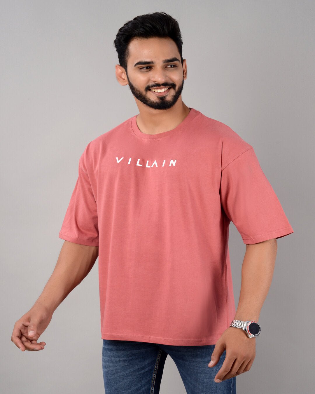Villain Oversized Tee – Dust Rose - Dynadrops.In