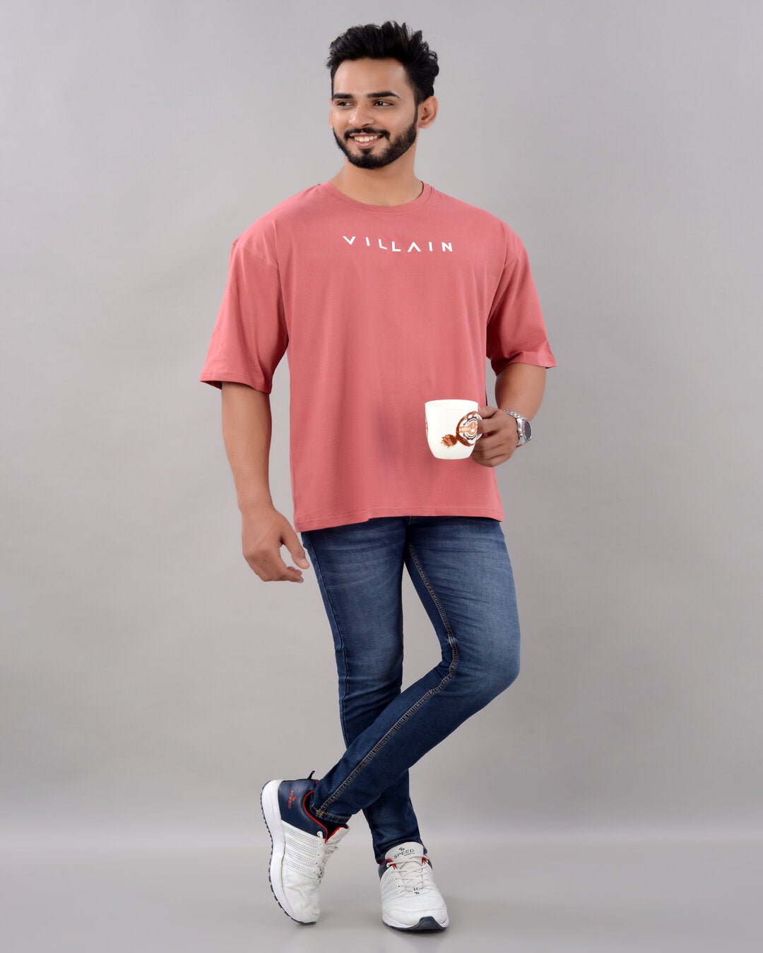 Villain Oversized Tee – Dust Rose - Dynadrops.In