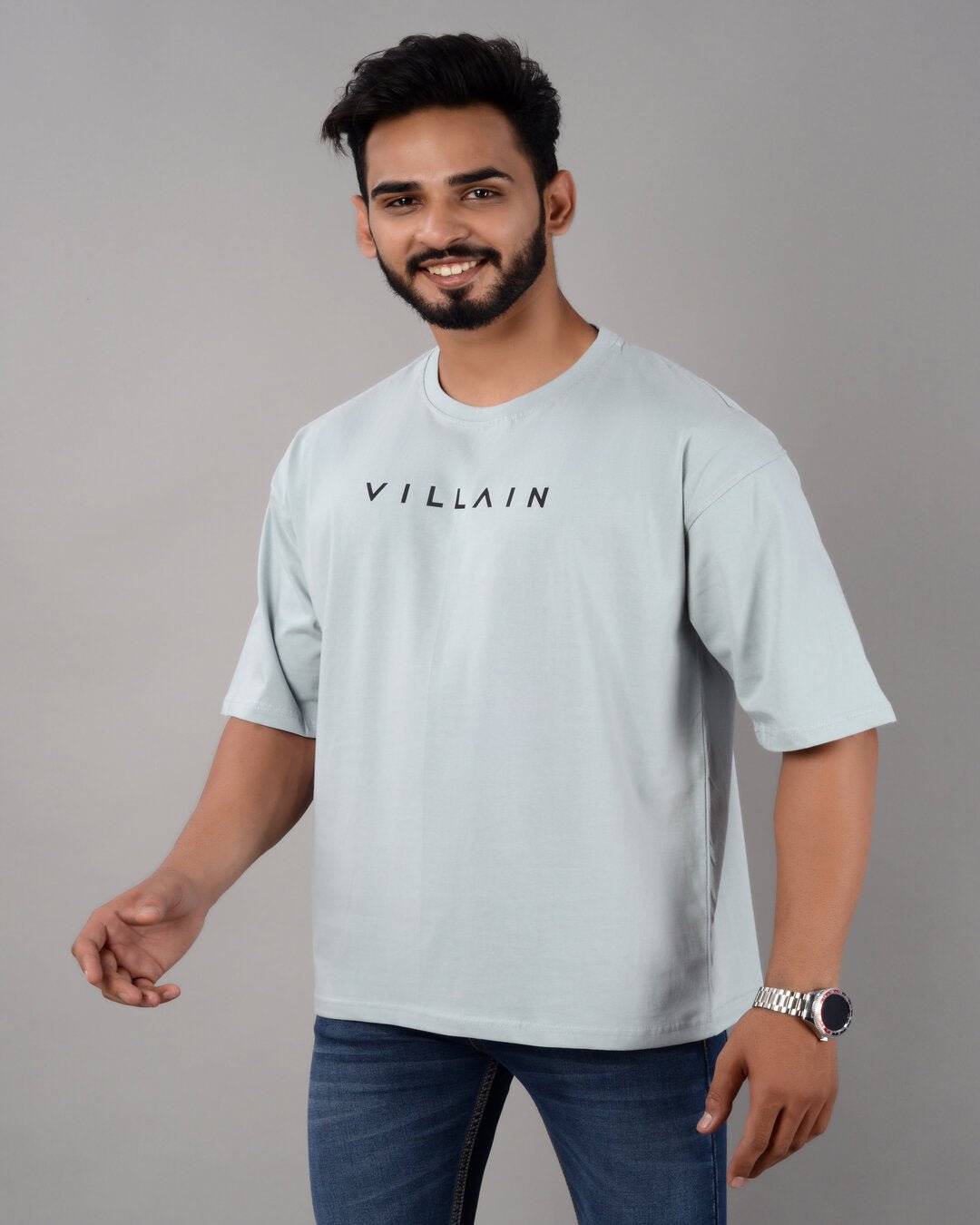 Villain Oversized Tee – Ice Blue - Dynadrops
