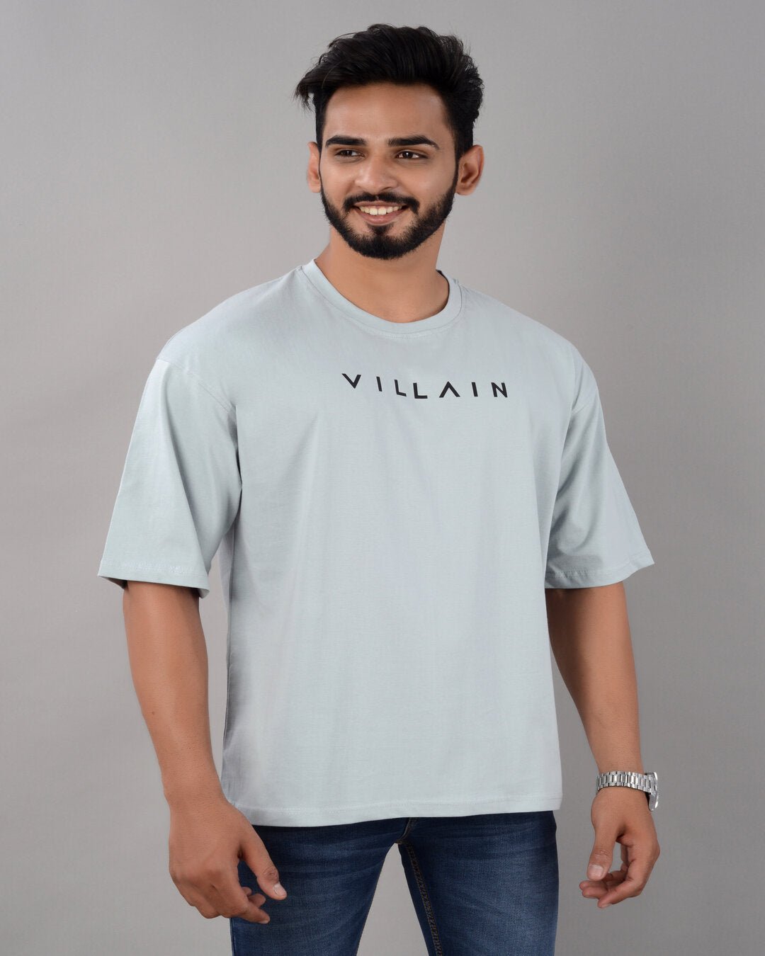 Villain Oversized Tee – Ice Blue - Dynadrops