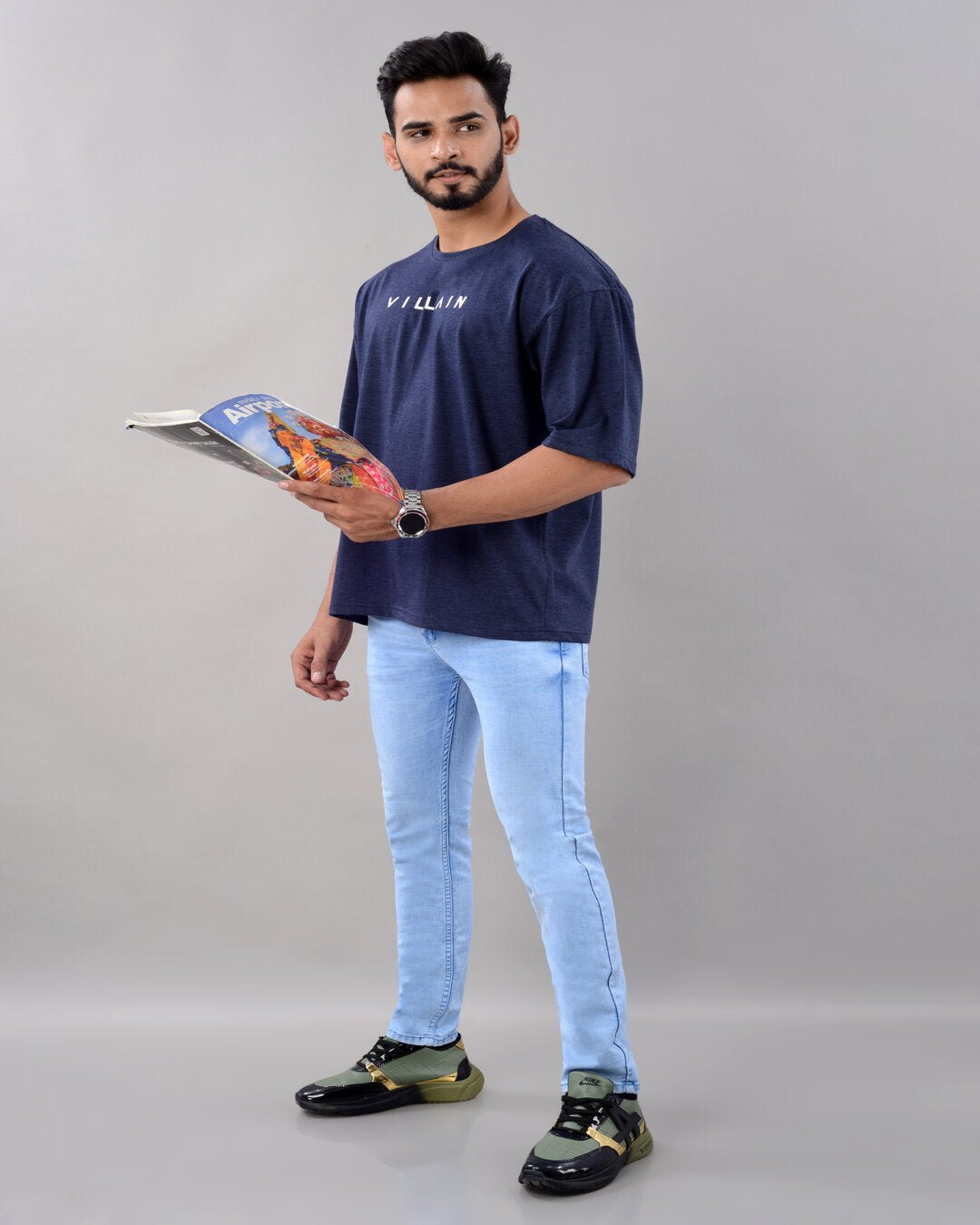 Villain Oversized Tee – Navy - Dynadrops