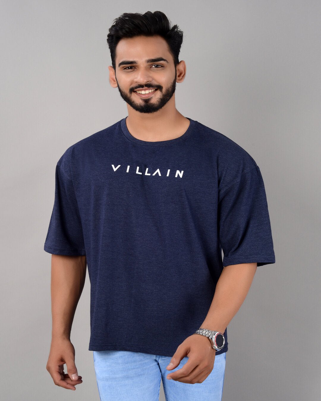 Villain Oversized Tee – Navy - Dynadrops