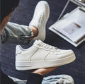 White Low-Top Sneakers for Men, Lace-Up Athletic Casual Shoes - Dynadrops