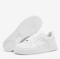 White Low-Top Sneakers for Men, Lace-Up Athletic Casual Shoes - Dynadrops