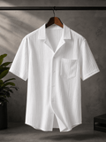 White Popcorn Half Sleeves Shirt for Men - Dynadrops