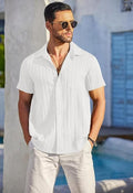 White Popcorn Half Sleeves Shirt for Men - Dynadrops
